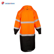 ANSI107 Mens HI VIZ impermeable impermeable impermeable alta visibilidad transpirable chaqueta con capucha reflectante para el trabajo nocturno